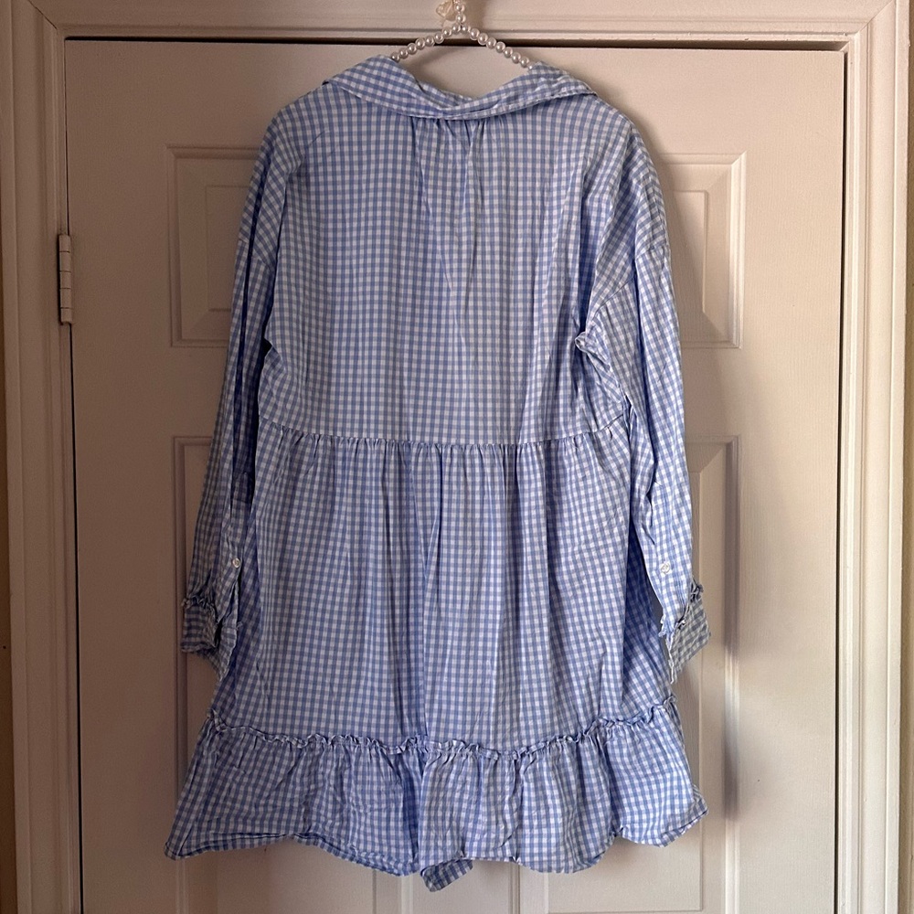 Crown & Ivy Gingham Blue & White Ruffle Dress - Picture 6 of 10
